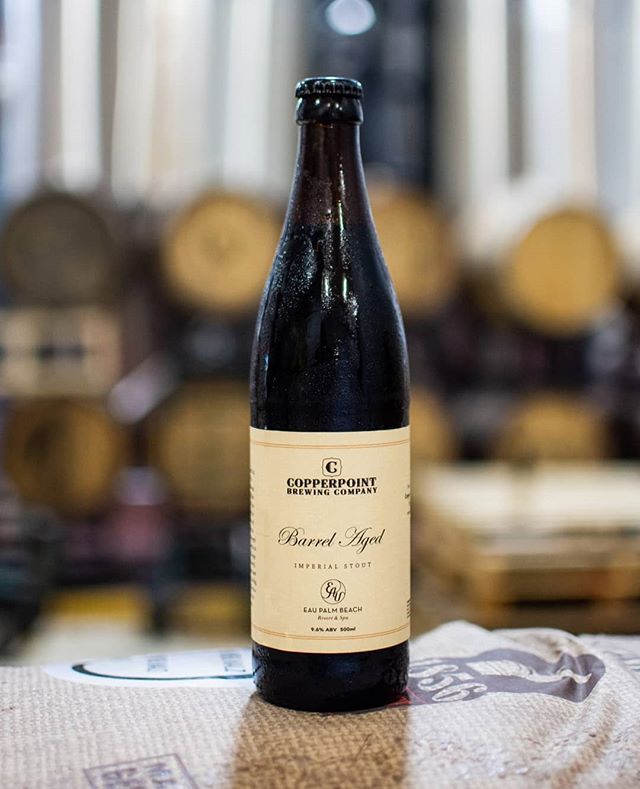 Photo of Copperpoint Brewing Company Barrel Aged Imperial Stout beer collaboration with Eau Palm Beach Resort.
